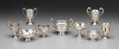 Nine English silver trophies: