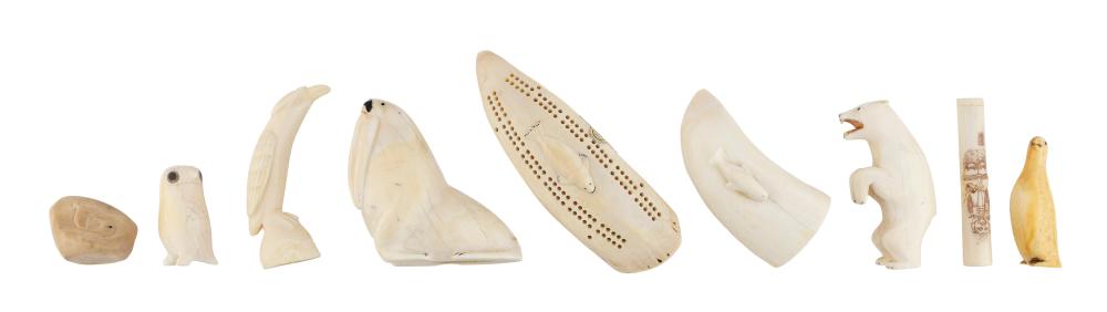 NINE ESKIMO WALRUS AND WHALE'S