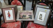 NINE FRAMED ARTWORKS Including