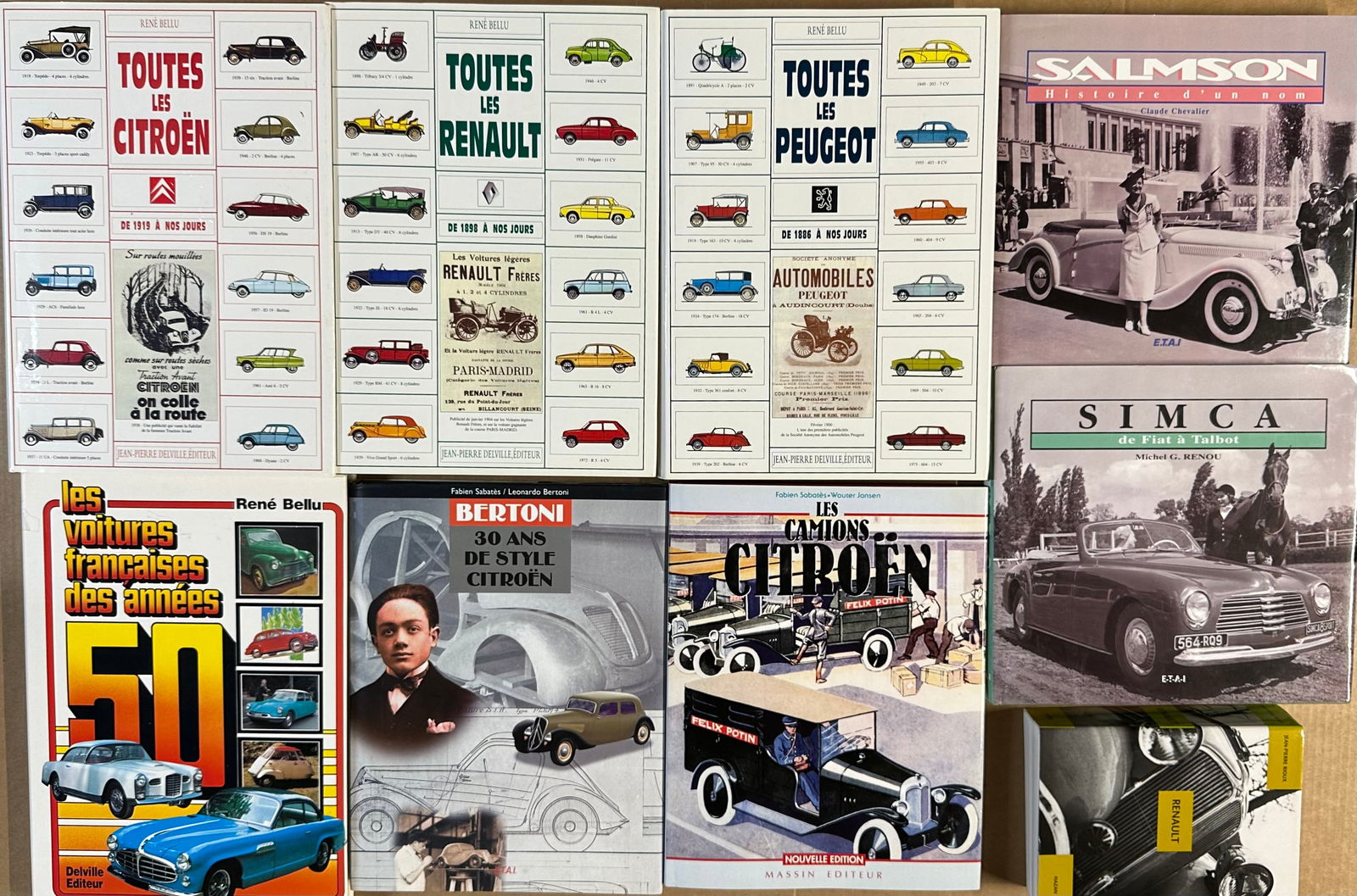 NINE FRENCH CAR REFERENCE BOOKS,