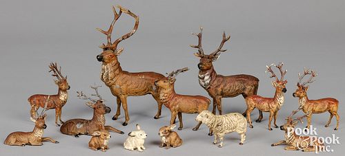 NINE GERMAN PAINTED SPELTER