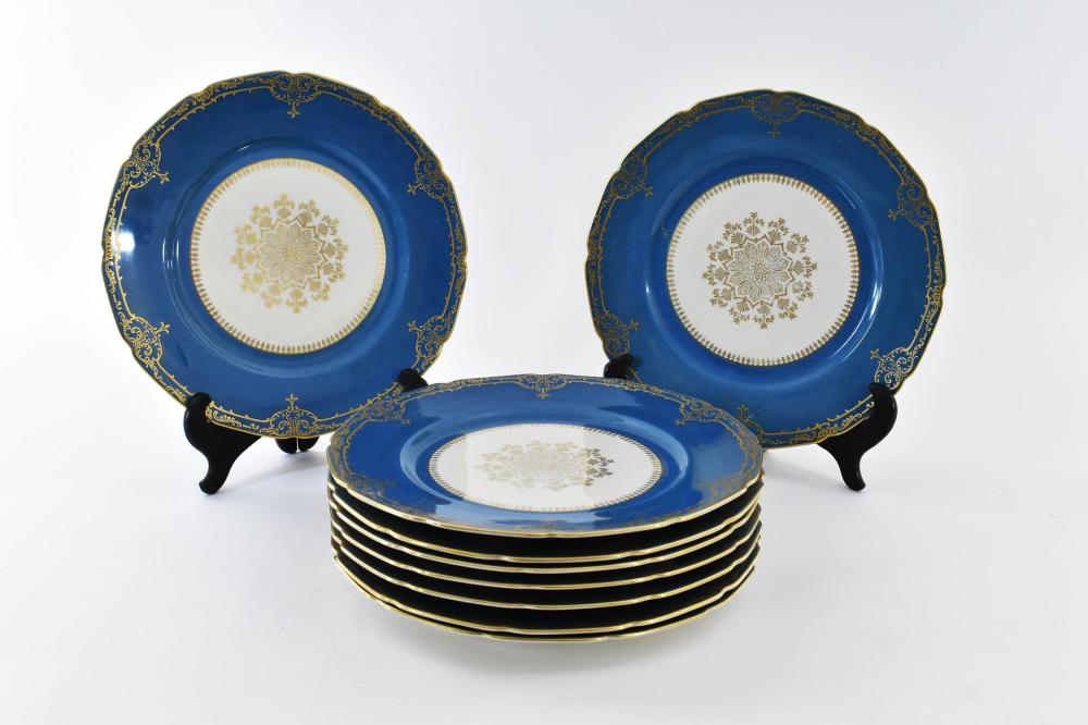 NINE GERMAN PARCEL GILT PORCELAIN