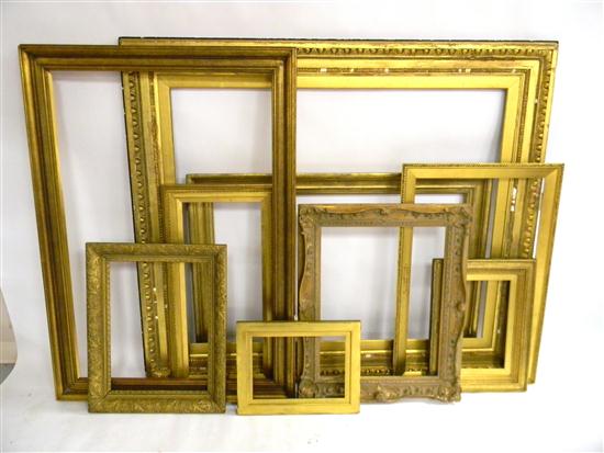 Nine gilt frames  some wear 