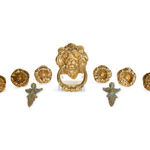 Nine Gilt Metal Ornaments Late 19th