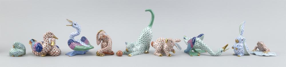 NINE HEREND PORCELAIN ANIMAL