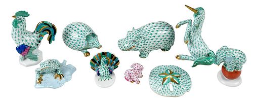 NINE HEREND PORCELAIN