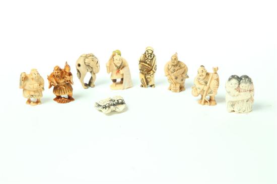 NINE IVORY NETSUKES.  Japan  1st