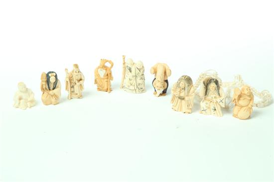 NINE IVORY NETSUKES.  Japan  1st