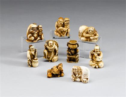 Nine Japanese elephant ivory