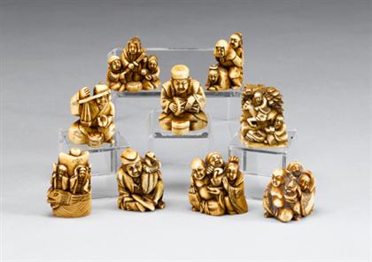 Nine Japanese elephant ivory
