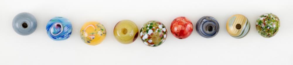 NINE JAPANESE GLASS OJIME 20TH
