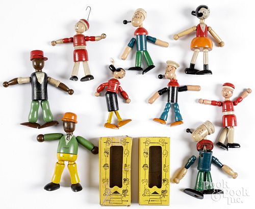 NINE JAYMAR JOINTED WOOD FIGURES,