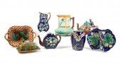 NINE MAJOLICA GLAZED EARTHENWA