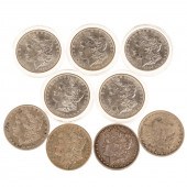 NINE MORGAN DOLLARS - 5 UNC &