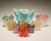 Nine Murano art glass hanky fo