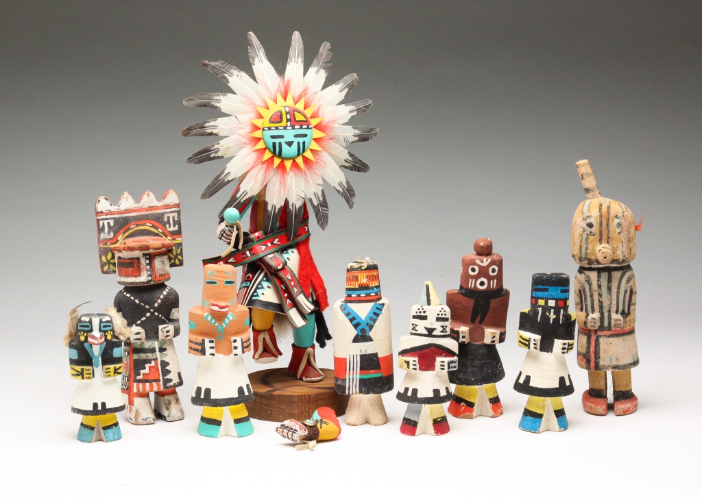 NINE NATIVE AMERICAN KACHINA DOLLS.