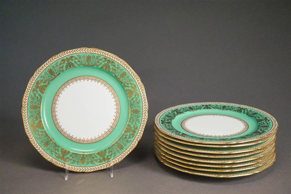 NINE NORITAKE GILT ON GREEN