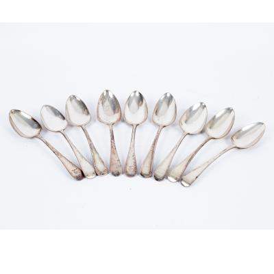 Nine old English pattern silver