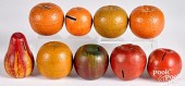 NINE PAINTED REDWARE FRUIT BAN