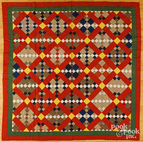 NINE PATCH VARIANT PATCHWORK QUILT,
