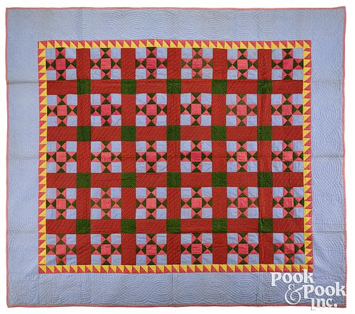 NINE PATCH VARIANT QUILT LATE, 19TH