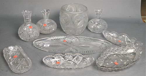 NINE PIECE CUT GLASS LOTNine