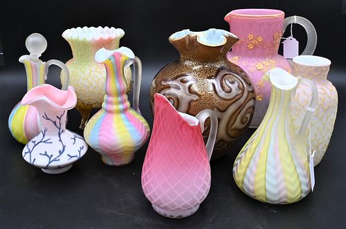 NINE PIECE GROUP OF ART GLASSNine