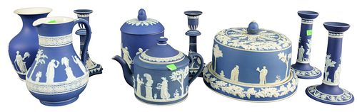 NINE PIECE GROUP OF BLUE WEDGWOOD