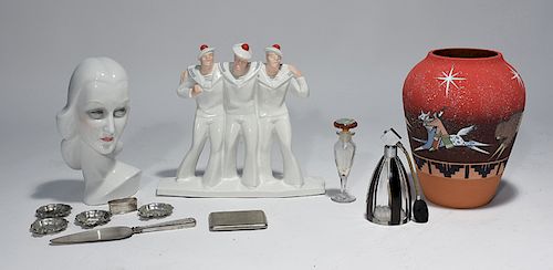 NINE PIECE LOT OF ART DECO