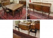 NINE-PIECE MAHOGANY AND WALNUT