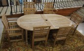 NINE-PIECE TEAK PATIO TABLE AN
