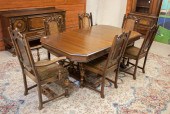 NINE-PIECE WALNUT DINING SETNI