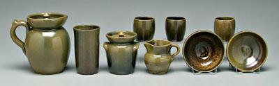 Nine pieces Ben Owen pottery: