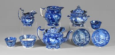 Nine pieces historic blue
