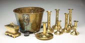 NINE PIECES OF ENGLISH BRASS.