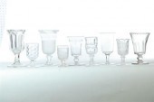 NINE PIECES OF GLASS.  Mid 19t