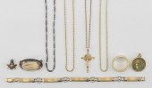 NINE PIECES OF JEWELRY GOLD WE