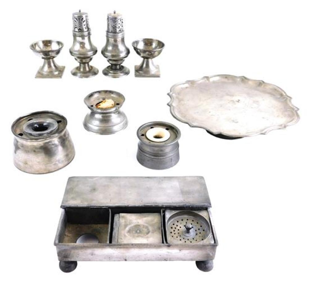 NINE PIECES OF PEWTER, INCLUDING: