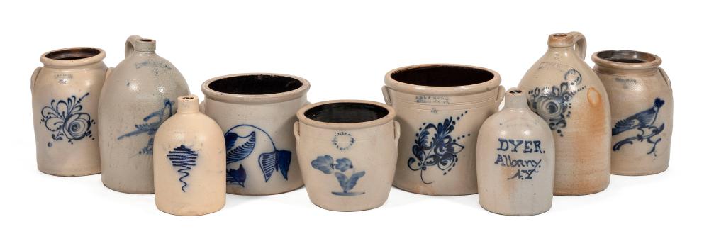 NINE PIECES OF STONEWARE 19TH