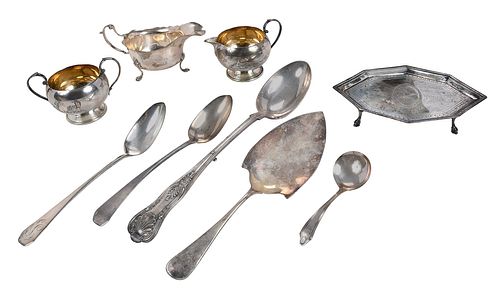 NINE PIECES SILVER TABLE