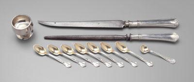 Nine pieces sterling silver: