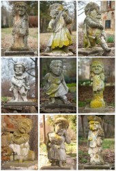 Nine Rare Italian Carved Stone