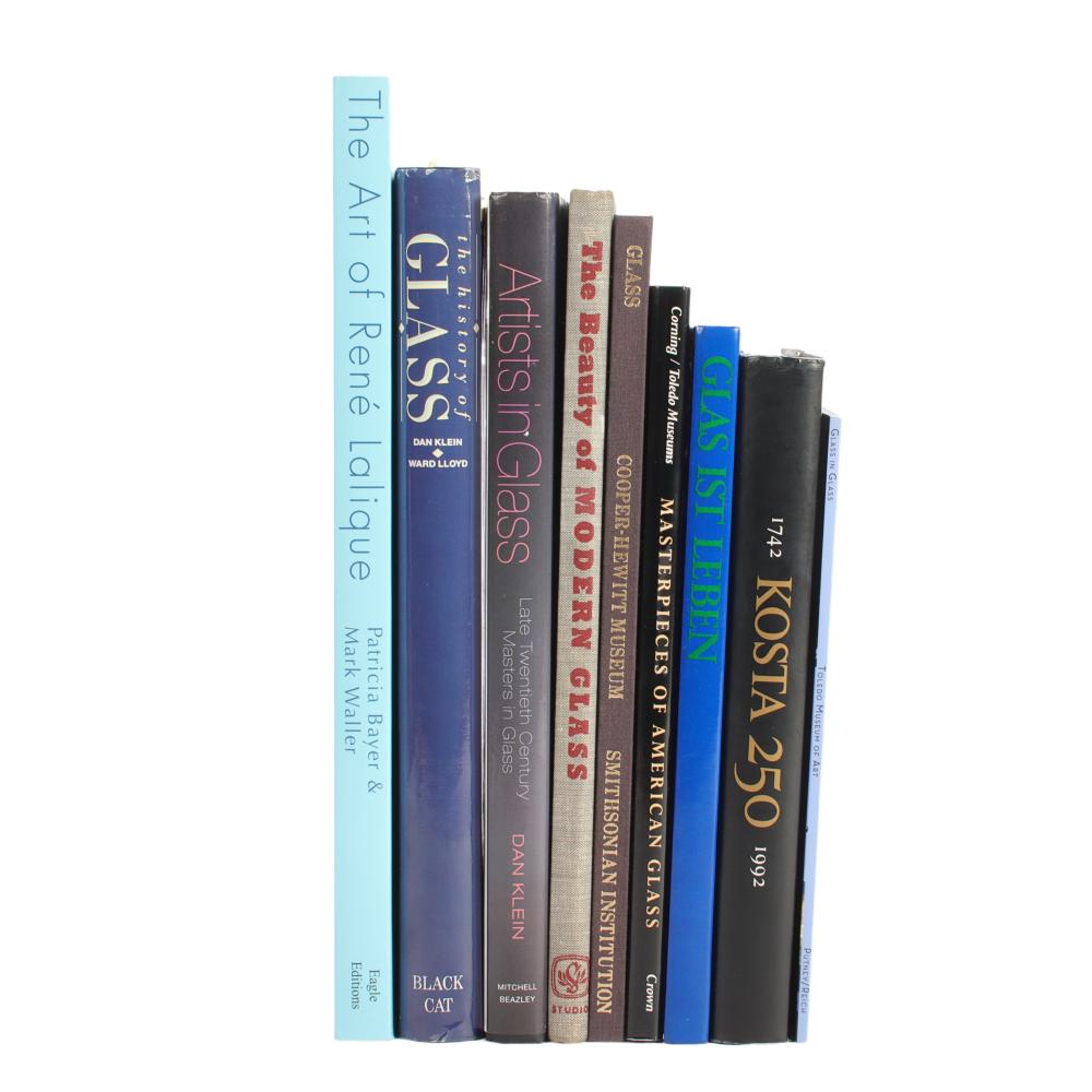 NINE REFERENCE BOOKS ON GLASS