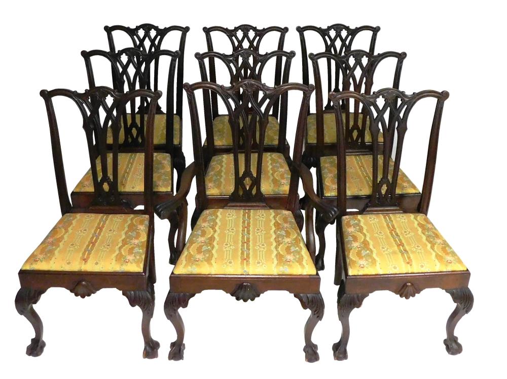 NINE REPRODUCTION CHIPPENDALE STYLE