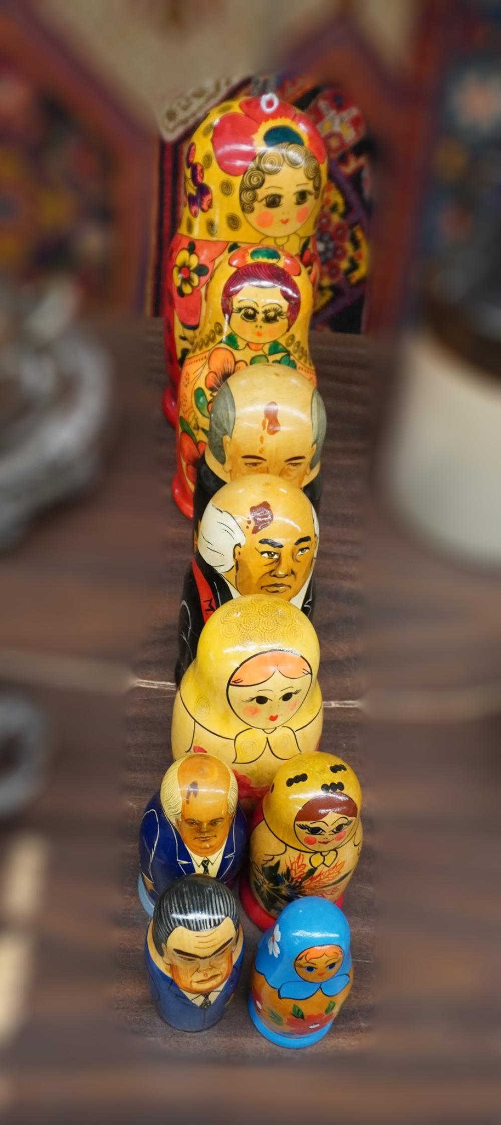 NINE RUSSIAN NESTING DOLLS, H OF