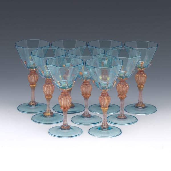 NINE SALVIATI MURANO AZURE AND PINK