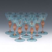 NINE SALVIATI MURANO AZURE AND