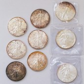 NINE SILVER AMERICAN EAGLES Mo