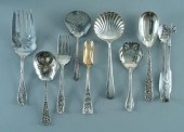 Nine silver serving pieces: pa