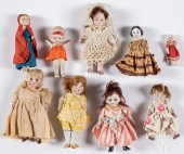 NINE SMALL BISQUE DOLLSNine sm